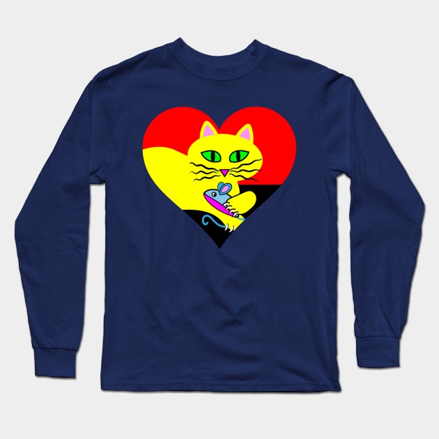 Cat Valentine Heart Long Sleeve T-Shirt by Designs by Connie